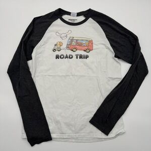 Sanrio Hello Kitty Cinnamoroll Road Trip Raglan Baseball Tee Grey White Medium
